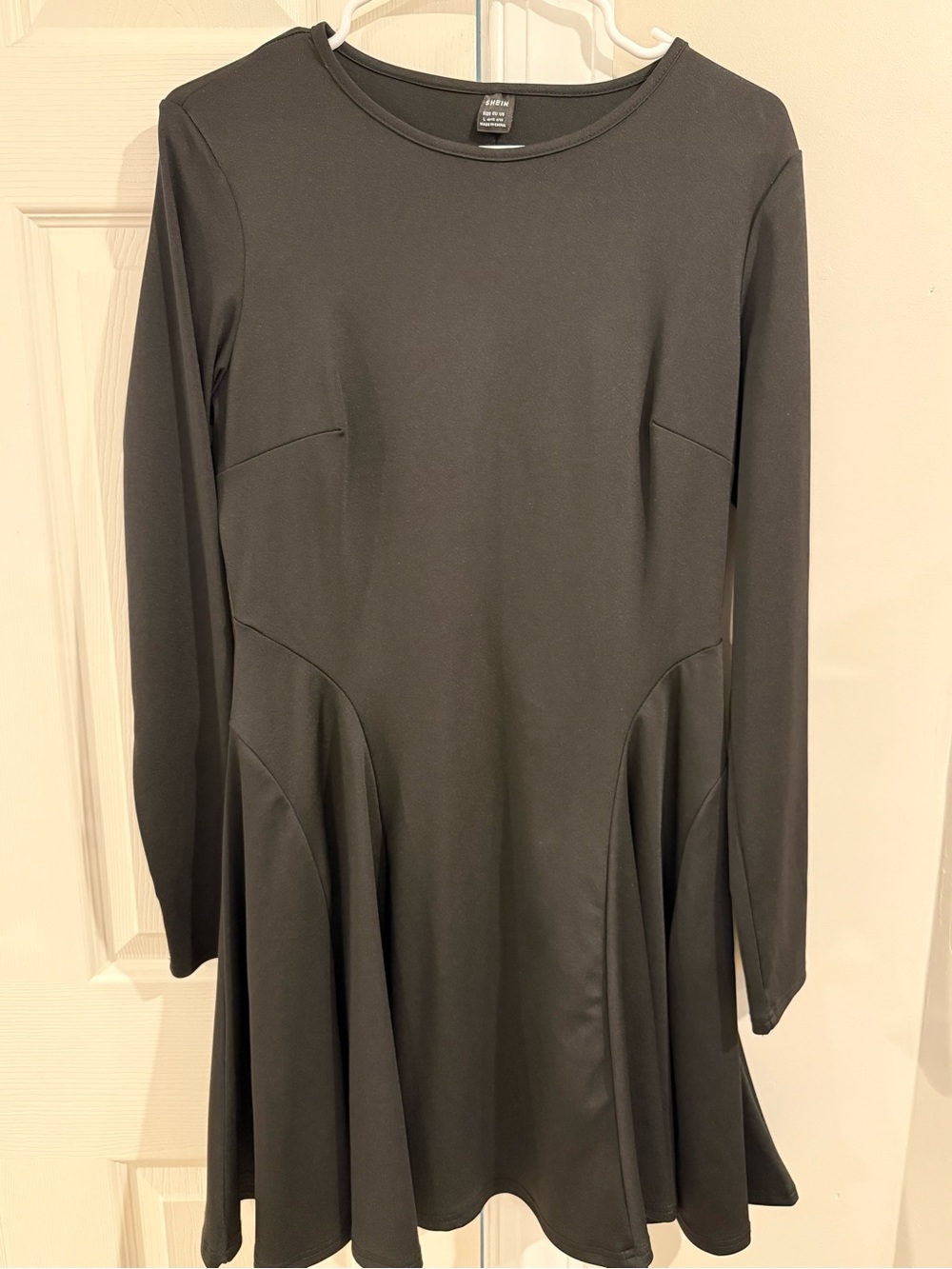 SHEIN Black Long-Sleeve Fit & Flare Dress